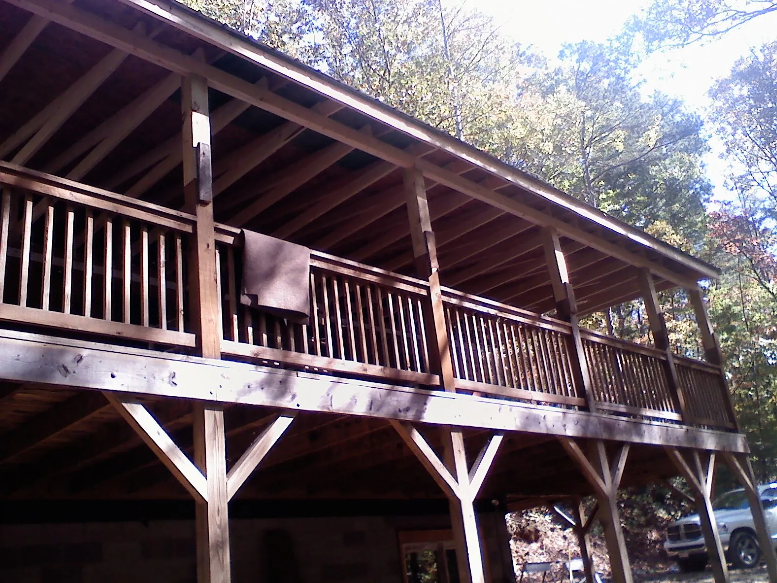 Timber framing under a new elevated porch and deck — Roof Leak Repair in Doylesburg by Roofing Brothers